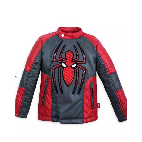 NWOT Disney Parks Marvel Spider-Man Faux Leather Biker Jacket M 7/8 - Picture 1 of 12